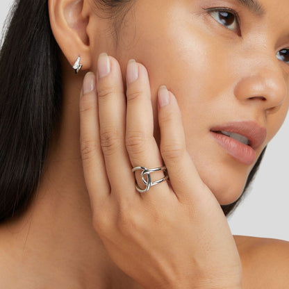 Women's Intertwined Silver Ring - Astrid