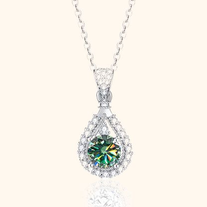 Silver Pendant Necklace with Iridescent Crystals - Celiane