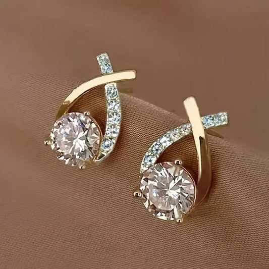 Gold Cross Cubic Zirconia Earrings - Private Collection