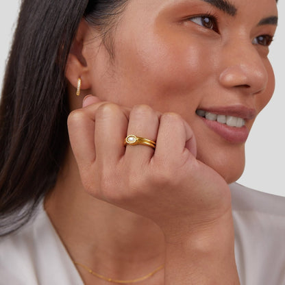 18K Gold Pearl Ring