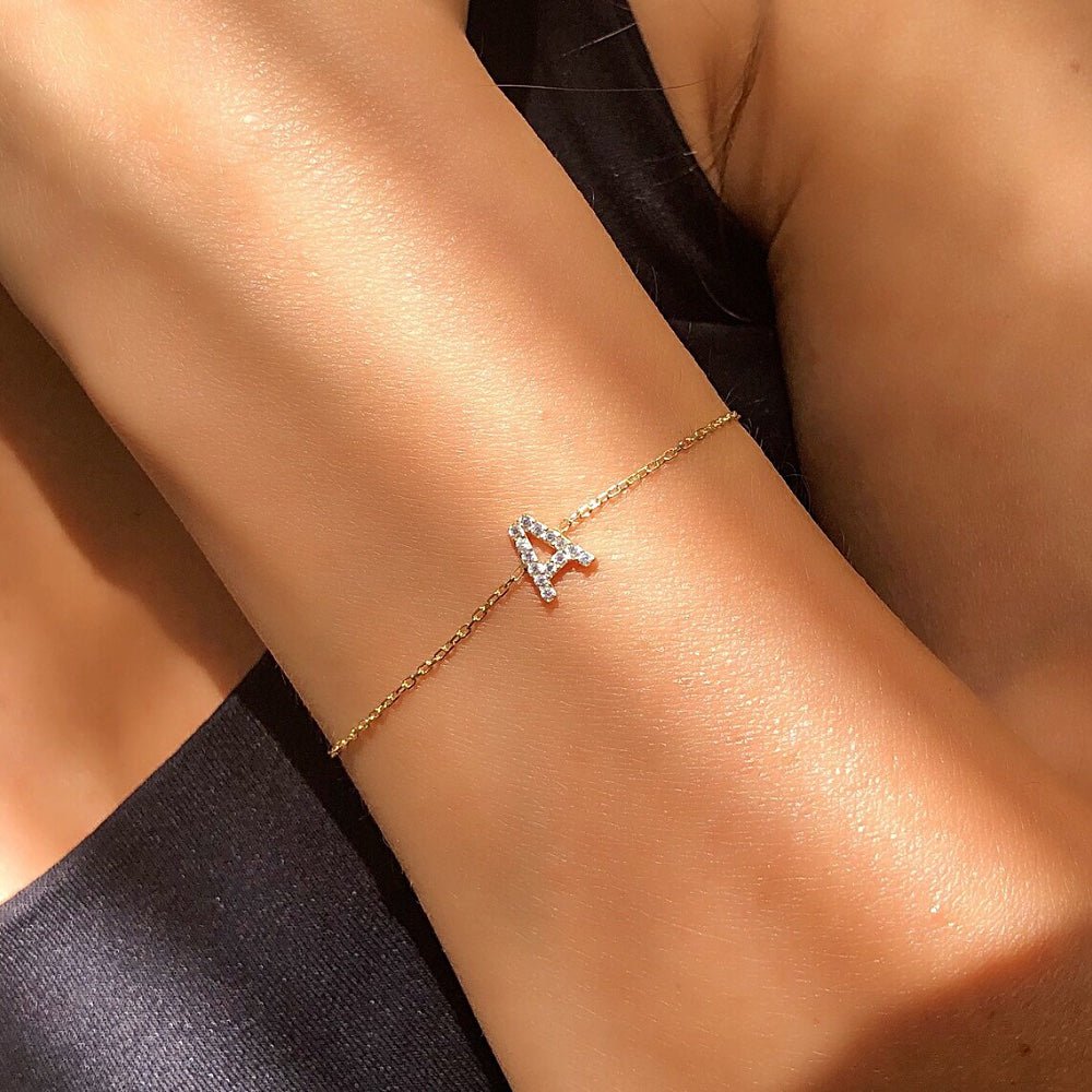 Beatrice Zircon Initial Charm for Bracelet or Necklace