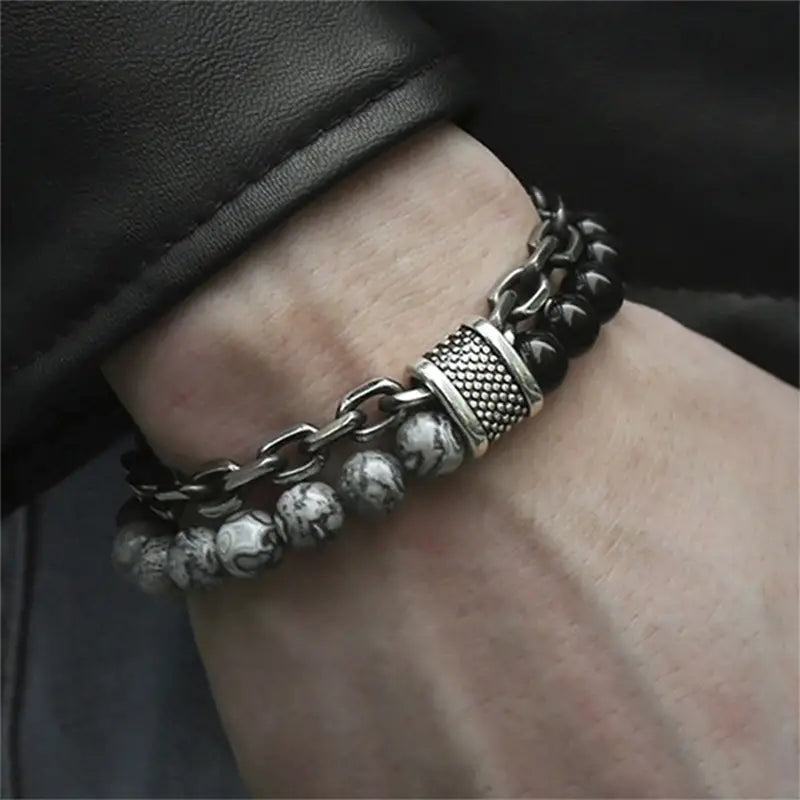 Steel Streaks Tiger Eye Bead Bracelet