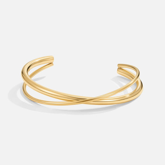 Winona Open Bangle with Braided Lines