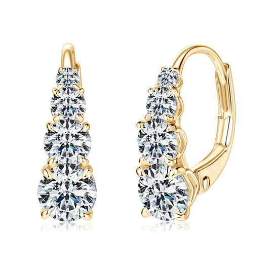 Gold-Plated Graduated Cubic Zirconia Drop Earrings - Fiorella