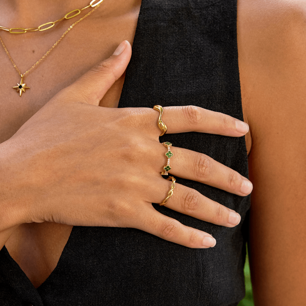 Four-Leaf Clover Crystal Ring