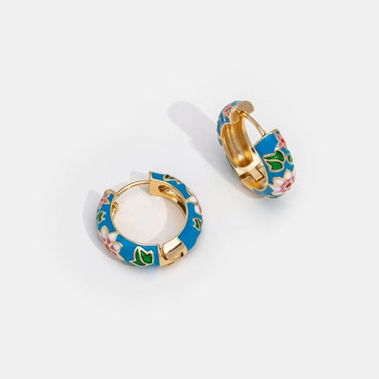 Gold Circle Flower Earrings