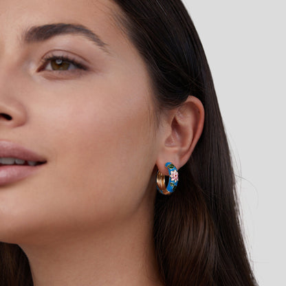 Gold Circle Flower Earrings