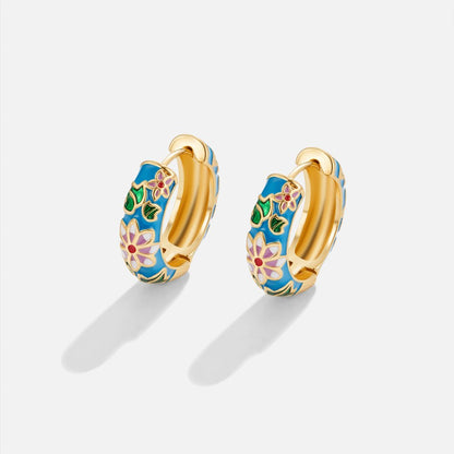 Gold Circle Flower Earrings