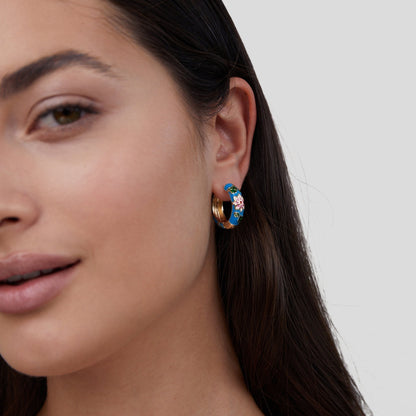 Gold Circle Flower Earrings
