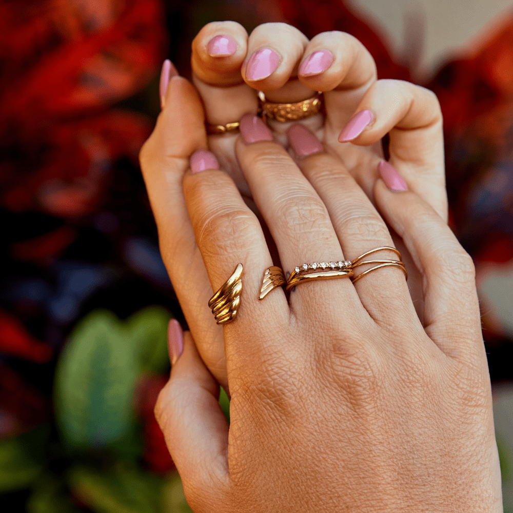 Gold Angel Wing Ring