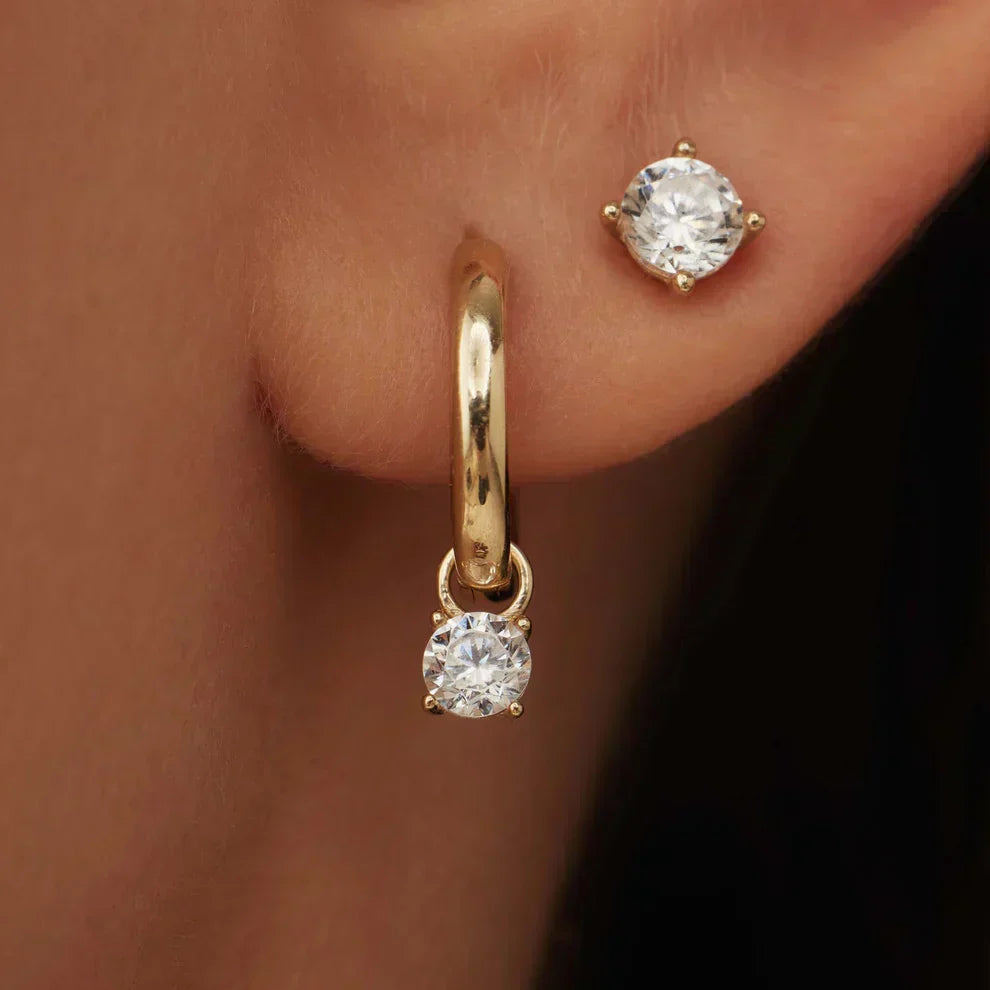 Moon Tears Stone Hoop Earrings
