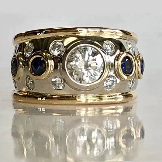 Camille Wide Two-Tone Crystal & Stone Ring