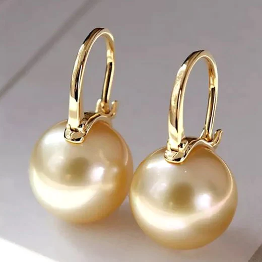 Yellow Gold Pearl Earrings Elegant Collection Limited Edition