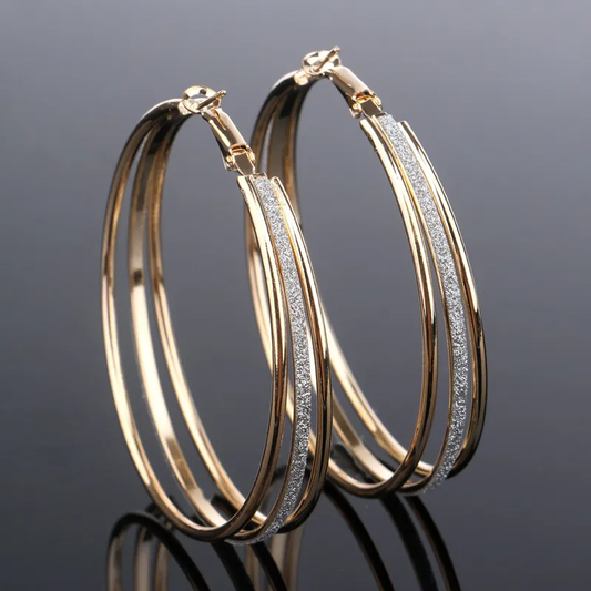 Shiny Vintage Gold Hoop Earrings