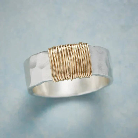 Golden Threads Vintage Silver Ring