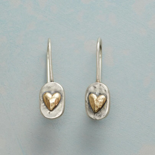 Vintage Gold and Silver Heart Earrings