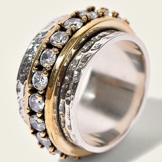 Vintage Gold and Silver Zirconia Ring