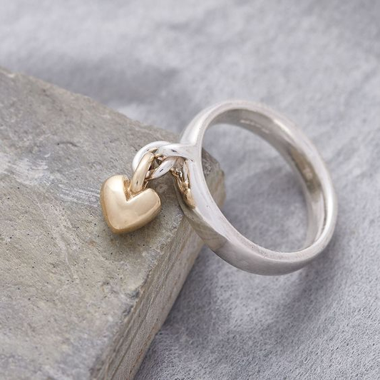 Vintage Silver Ring with Heart Charm