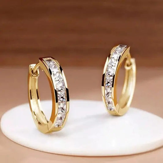 Yellow Gold and Crystal Hoop Earrings Luxe Collection Exclusive Limited Edition