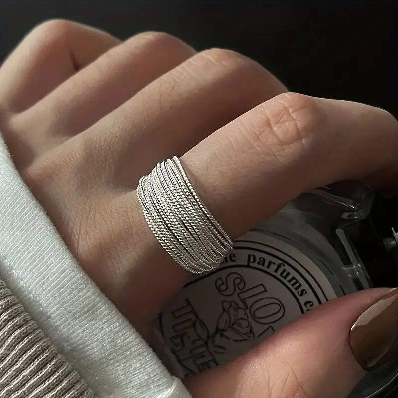 Sparkling Silver Layered Ring