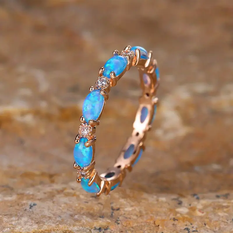 Gold Ring with Blue Opal