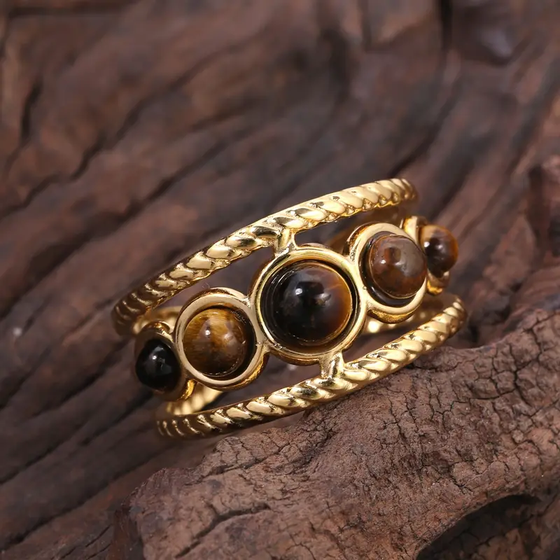 Gold Ring with Brown Stone