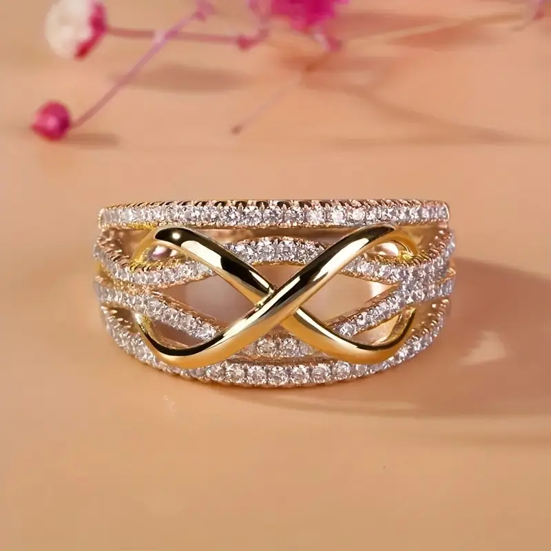 Gold Zirconia Infinity Ring