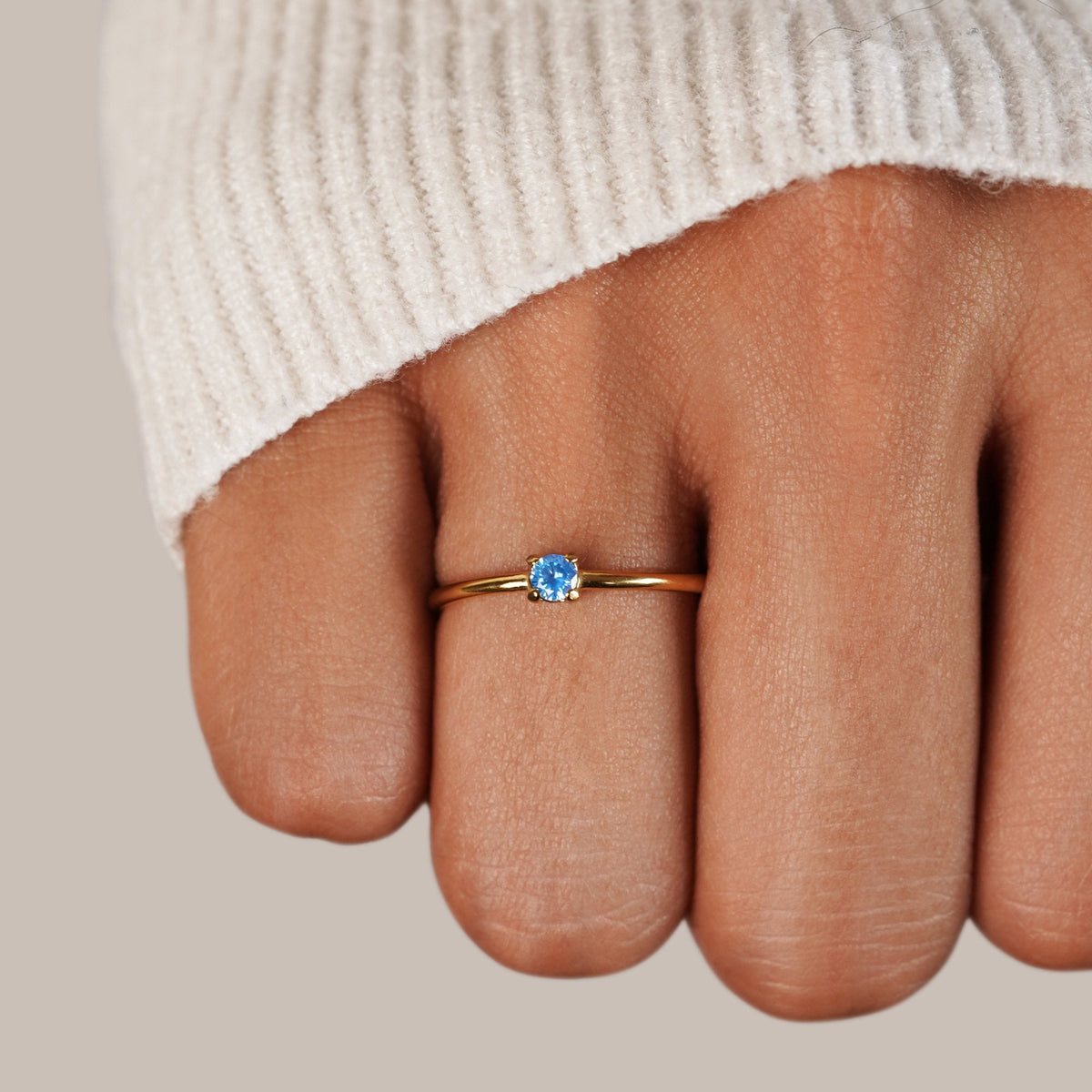Gold March Birthstone Ring