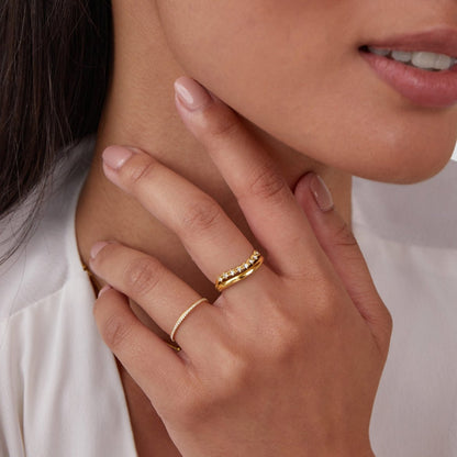 Marissa Stacked White Crystal Ring