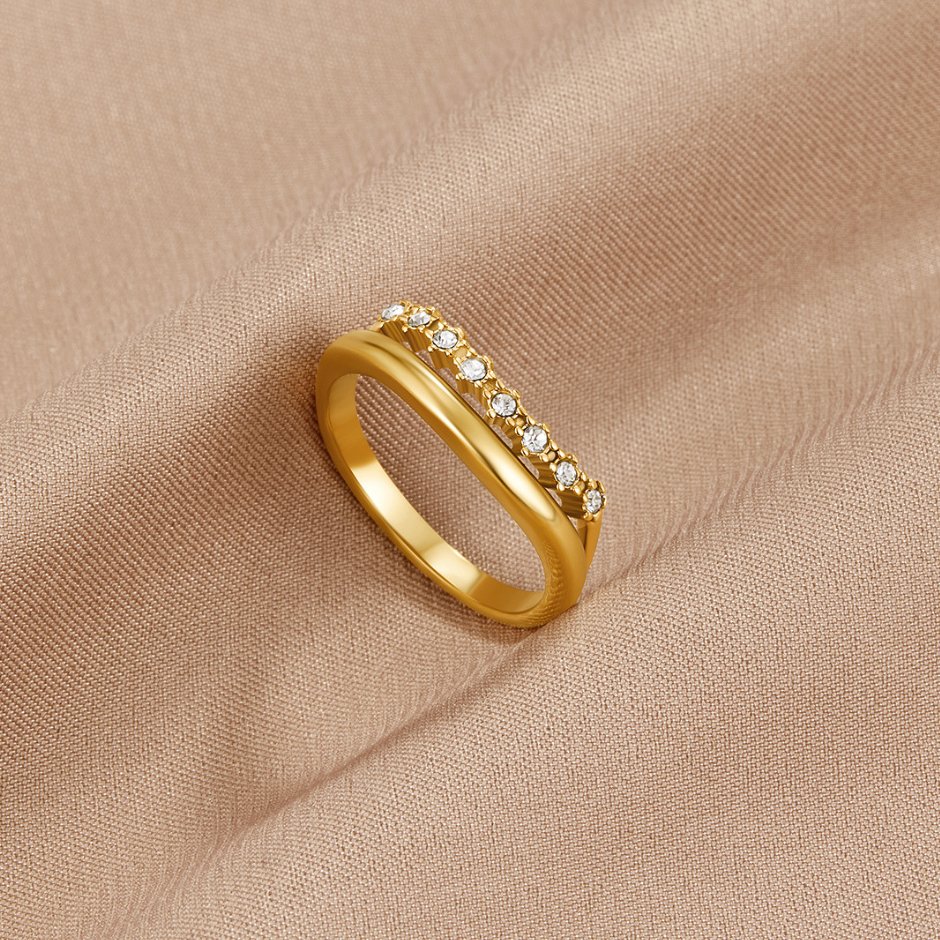 Marissa Stacked White Crystal Ring