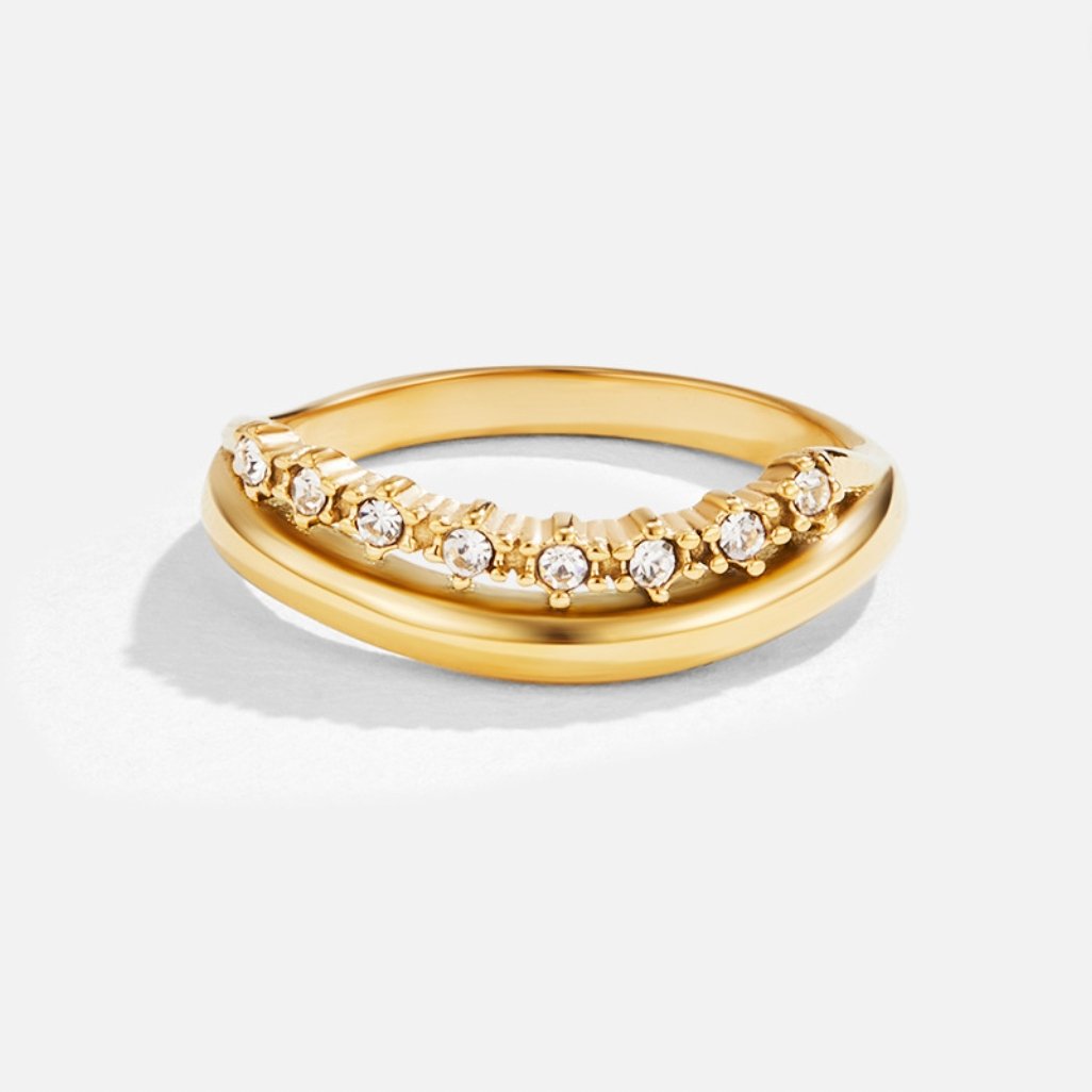 Marissa Stacked White Crystal Ring