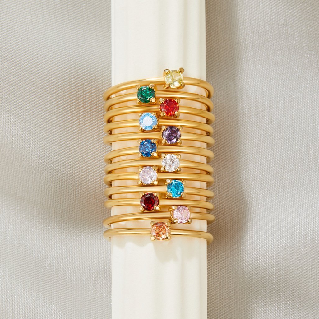 May Birthstone Gold Ring