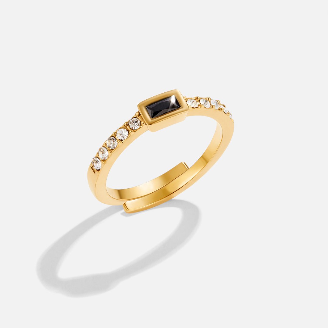 Onyx and Black Crystal Ring