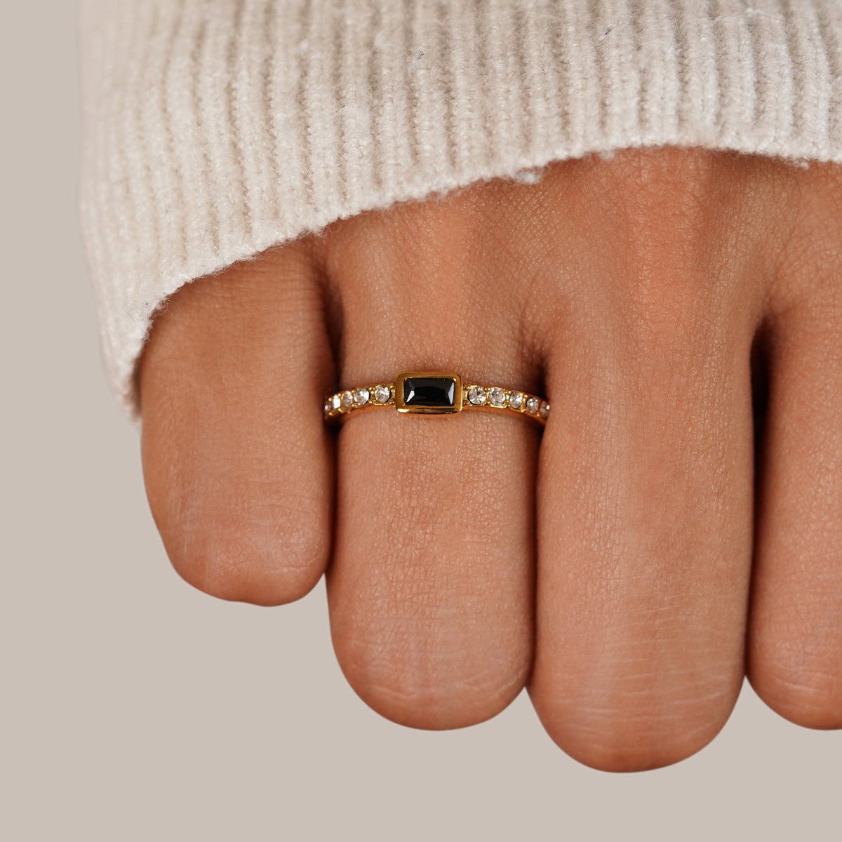 Onyx and Black Crystal Ring