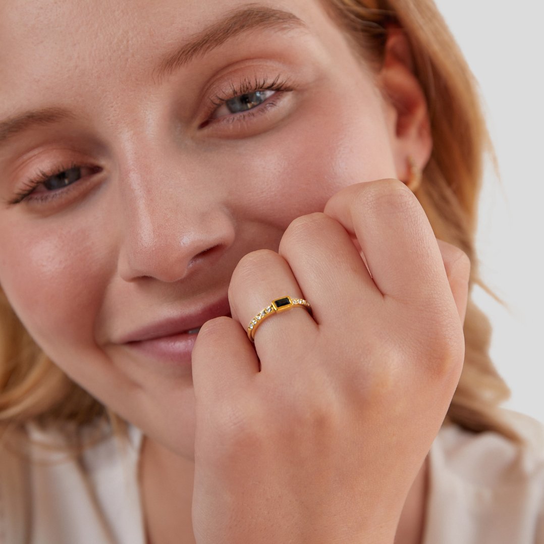 Onyx and Black Crystal Ring