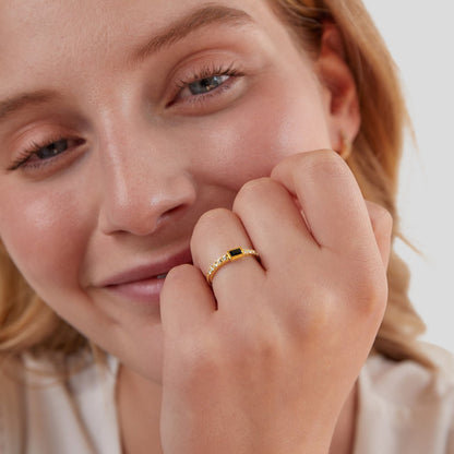 Onyx and Black Crystal Ring