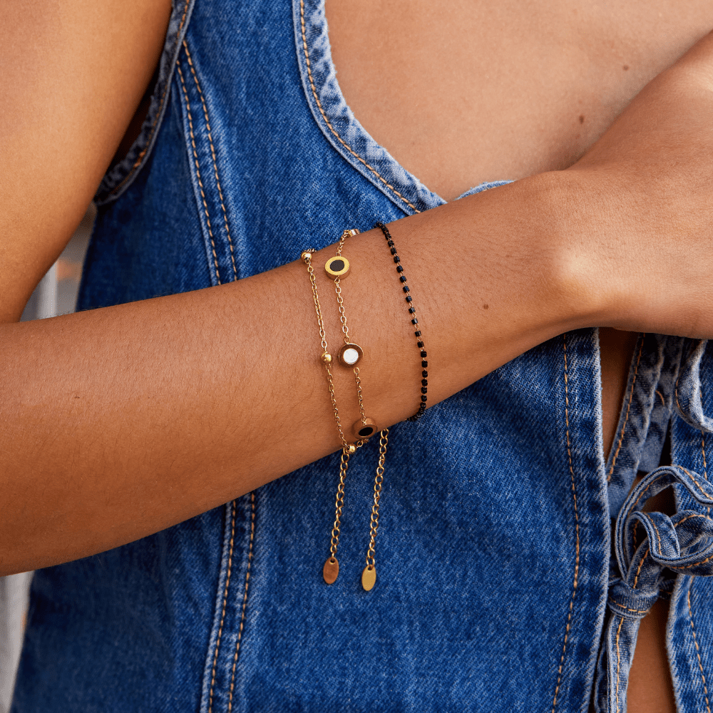 Vittoria Double Chain Bracelet with Circle Accents