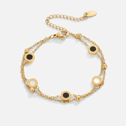 Vittoria Double Chain Bracelet with Circle Accents