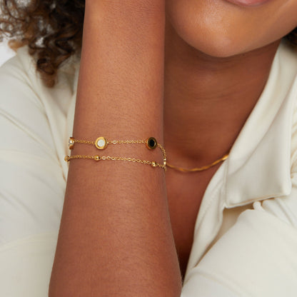 Vittoria Double Chain Bracelet with Circle Accents