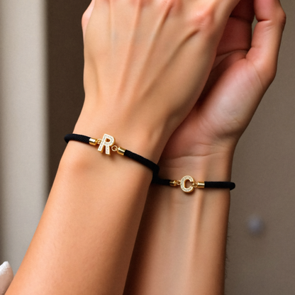 Unisex Adjustable Cord Initial Letter Bracelet - Halimah
