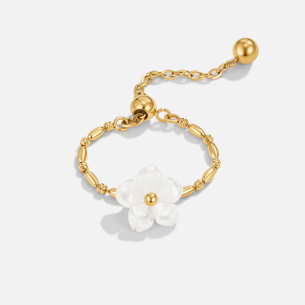 White Pearl Flower Ring