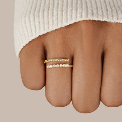 Wrap Me Pearl and Crystal Ring
