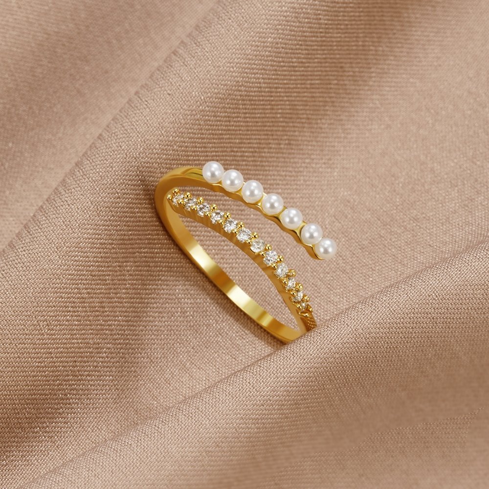 Wrap Me Pearl and Crystal Ring