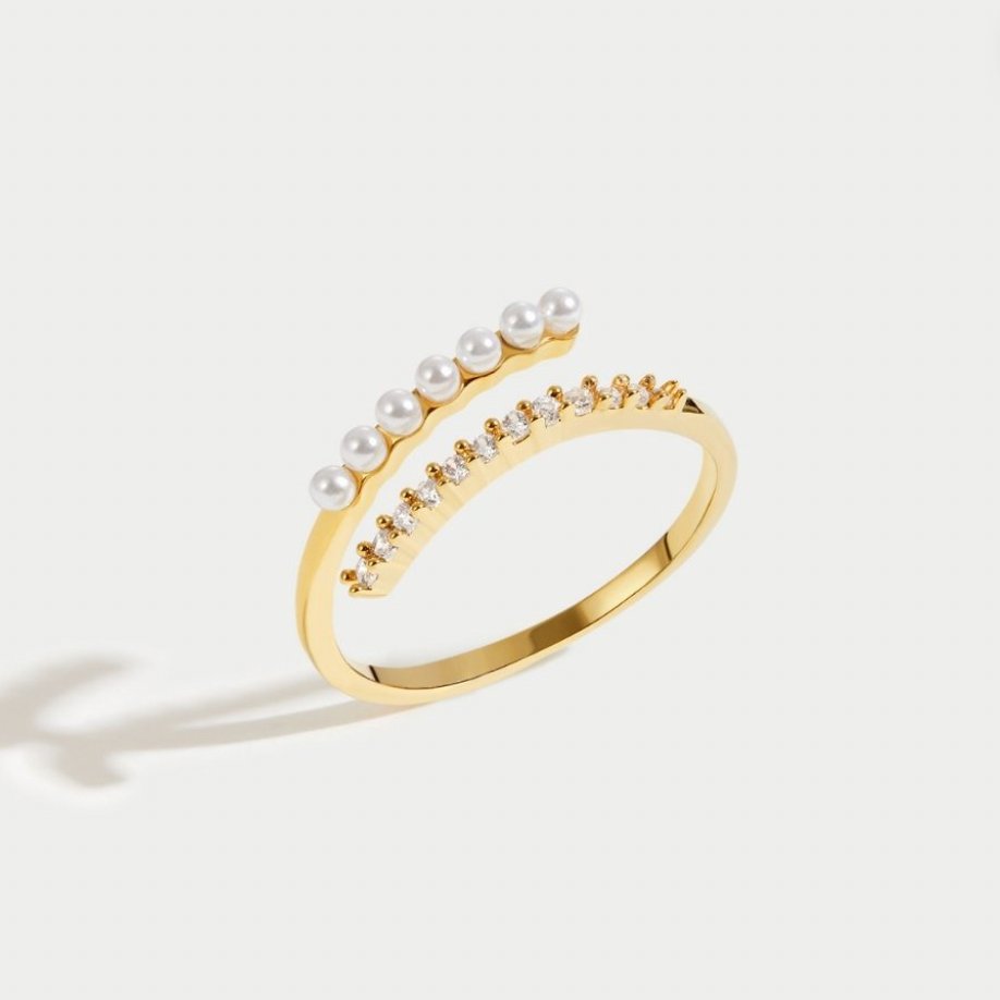 Wrap Me Pearl and Crystal Ring